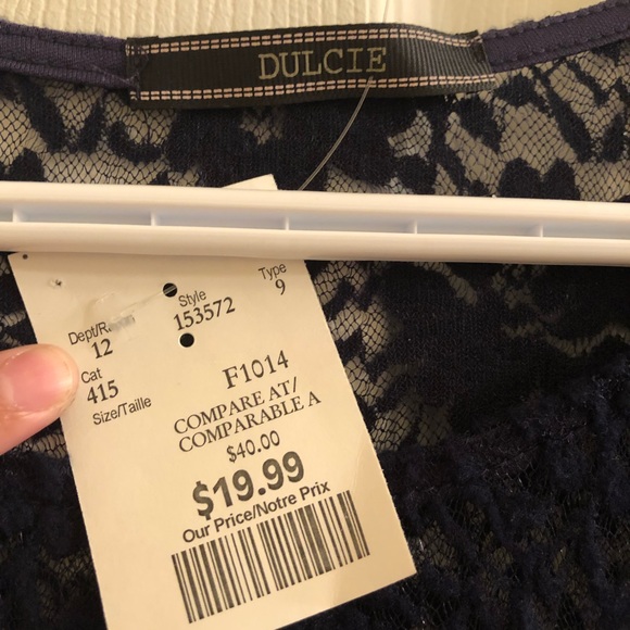 Dulcie Dark Navy, Floral Lace, Peplum Long Sleeve - Picture 7 of 7